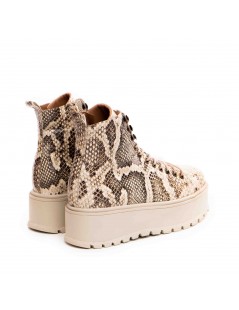 Bocanci dama Piele Naturala Thunder Print Bej - The5thelement.ro