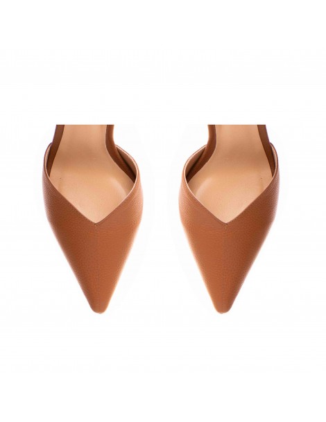 Pantofi stiletto piele naturala Camel Classy - The5thelement.ro