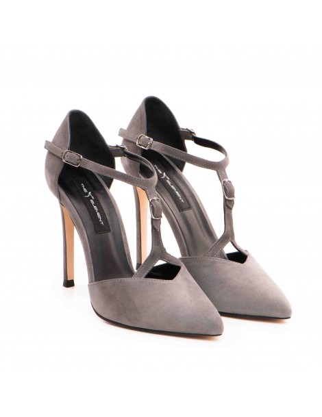 Pantofi stiletto piele naturala Gri Freya - The5thelement.ro