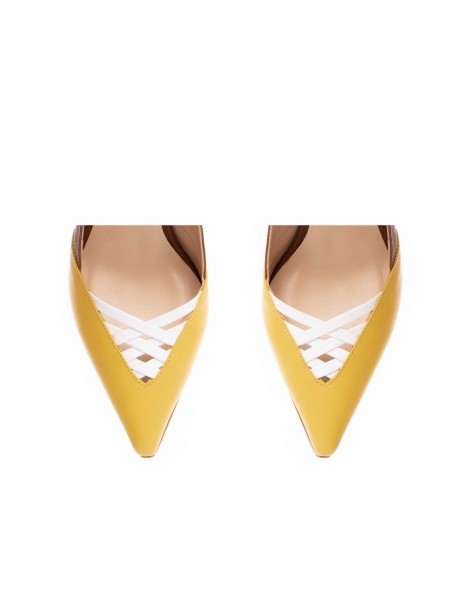 Pantofi stiletto piele naturala Camel Yasmina - The5thelement.ro