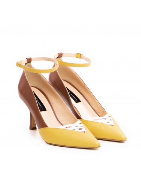 Pantofi stiletto piele naturala Camel Yasmina - The5thelement.ro