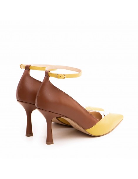 Pantofi stiletto piele naturala Camel Yasmina - The5thelement.ro