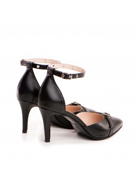 Pantofi stiletto piele naturala Negru Fiore - The5thelement.ro