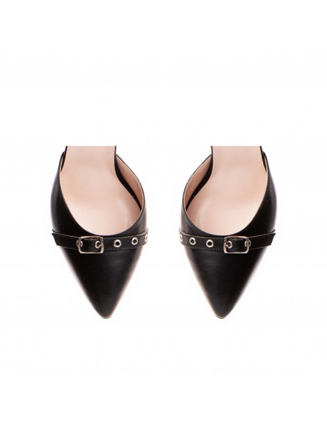 Pantofi stiletto piele naturala Negru Fiore - The5thelement.ro