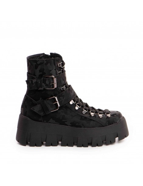 Bocanci dama Piele Naturala Negru Camo - The5thelement.ro