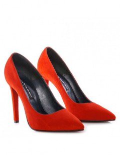 Pantofi stiletto piele naturala Rosu Velvet - The5thelement.ro