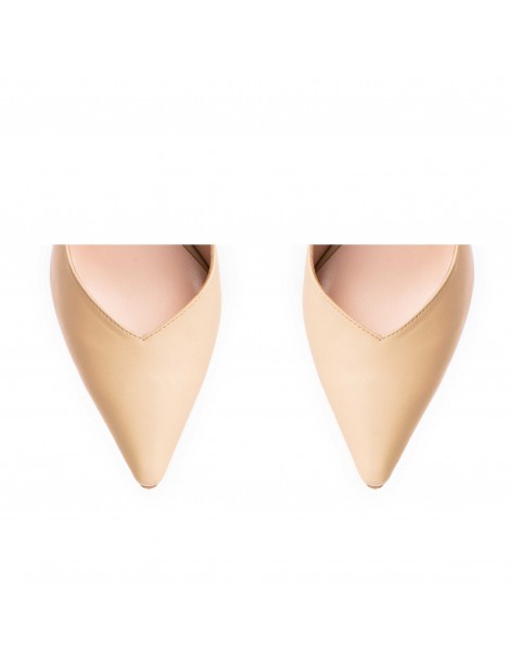 Pantofi stiletto piele naturala Crem Amalia - The5thelement.ro