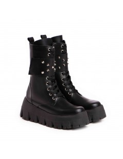 Bocanci dama Piele Naturala Negru Punk - The5thelement.ro
