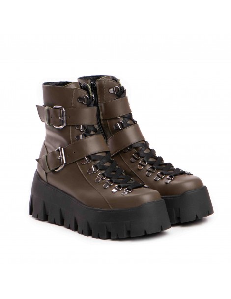Bocanci dama Piele Naturala Khaki Zara - The5thelement.ro