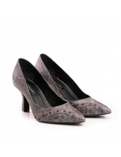 Pantofi stiletto piele naturala Gri Doja - The5thelement.ro