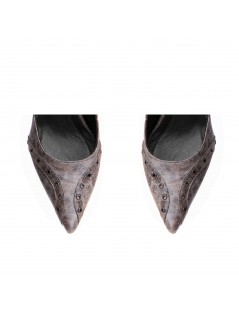 Pantofi stiletto piele naturala Gri Doja - The5thelement.ro