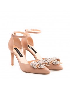 Pantofi Piele Naturala Dama Bej Cristal - The5thelement.ro