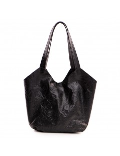 Geanta Dama Piele Naturala Negru Creponat Aylin - The5thelement.ro