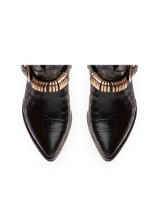 Ciocate dama Piele Naturala Negru Metal Bronx - The5thelement.ro