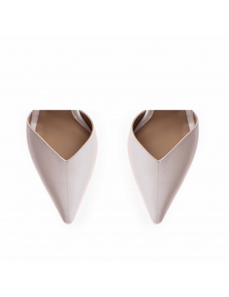 Pantofi stiletto piele naturala Alb Classy - The5thelement.ro