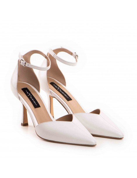 Pantofi stiletto piele naturala Alb Classy - The5thelement.ro