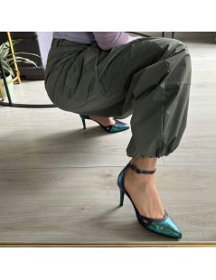Pantofi stiletto piele naturala Verde Cassandra - The5thelement.ro