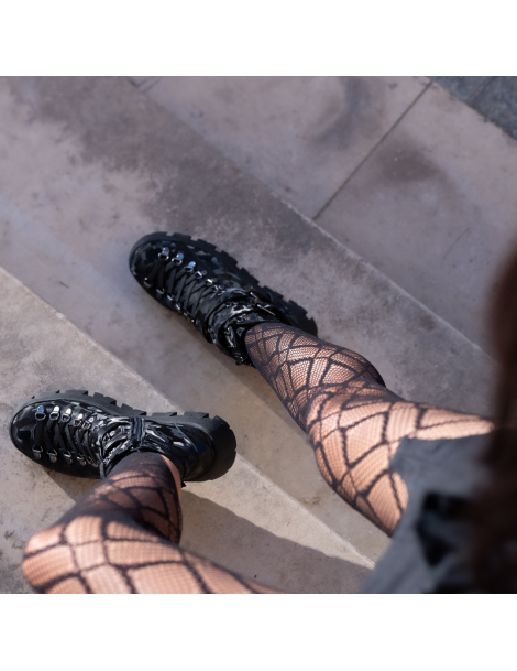 Bocanci dama Piele Naturala Negru Camo - The5thelement.ro