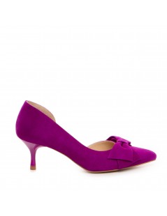 Pantofi stiletto piele naturala Magenta Bow Cut - The5thelement.ro