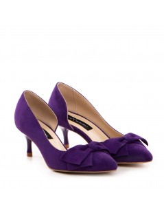 Pantofi stiletto piele naturala Mov Cut - The5thelement.ro