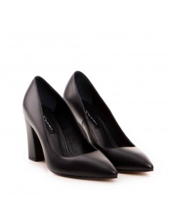 Pantofi dama Stiletto Block Negru Piele Naturala - The5thelement.ro
