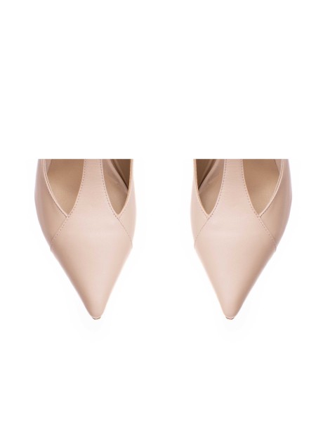 Pantofi stiletto piele naturala Bej Donna - The5thelement.ro
