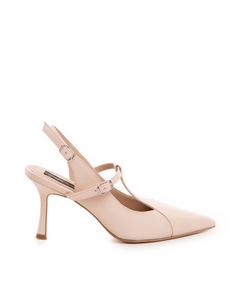 Pantofi stiletto piele naturala Bej Donna - The5thelement.ro