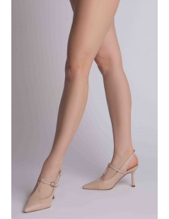 Pantofi stiletto piele naturala Bej Donna - The5thelement.ro