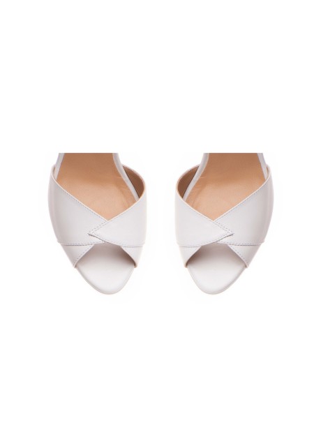 Sandale mireasa piele naturala Alb Flowers - The5thelement.ro
