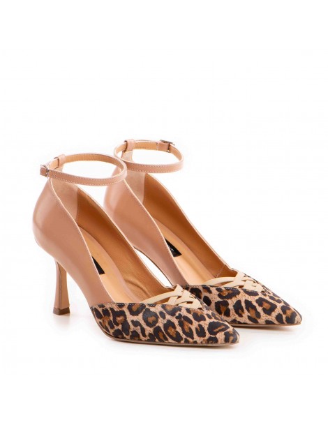 Pantofi stiletto piele naturala Bej Yasmina - The5thelement.ro