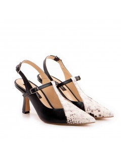Pantofi stiletto piele naturala Negru Donna - The5thelement.ro