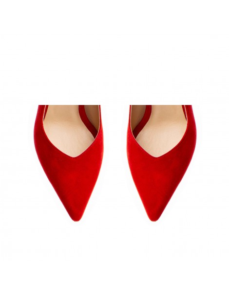 Pantofi stiletto piele naturala Rosu Amalia - The5thelement.ro