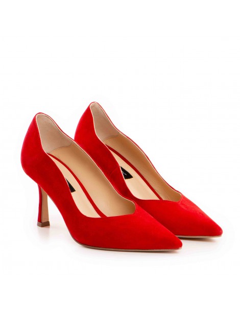 Pantofi stiletto piele naturala Rosu Amalia - The5thelement.ro