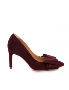 Pantofi stiletto piele naturala Marsala Bow - The5thelement.ro