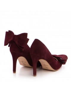 Pantofi stiletto piele naturala Marsala Bow - The5thelement.ro