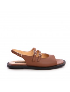Sandale dama piele fara toc Camel Evania - The5thelement.ro