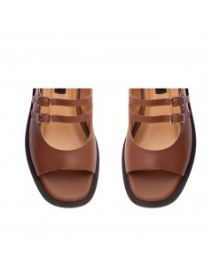 Sandale dama piele fara toc Camel Evania - The5thelement.ro