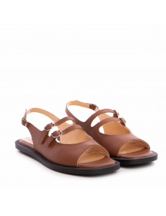 Sandale dama piele fara toc Camel Evania - The5thelement.ro