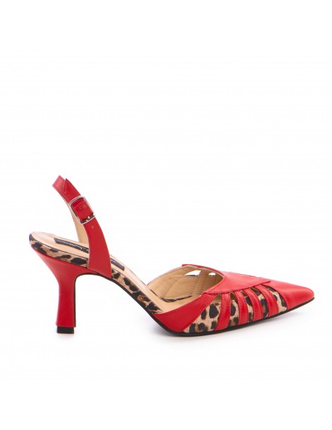 Pantofi stiletto piele naturala Rosu Tessara - The5thelement.ro