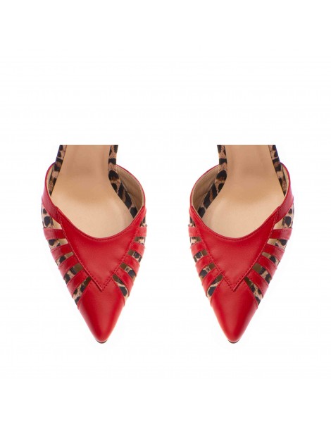 Pantofi stiletto piele naturala Rosu Tessara - The5thelement.ro