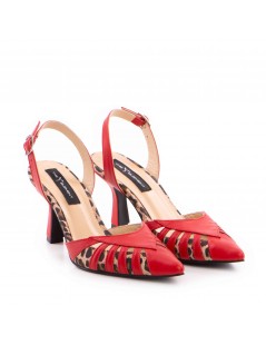 Pantofi stiletto piele naturala Rosu Tessara - The5thelement.ro