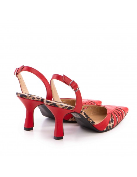 Pantofi stiletto piele naturala Rosu Tessara - The5thelement.ro