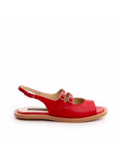 Sandale dama piele fara toc Rosu Evania - The5thelement.ro