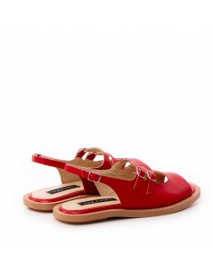Sandale dama piele fara toc Rosu Evania - The5thelement.ro