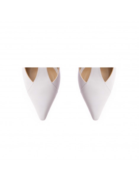 Pantofi stiletto piele naturala Alb Donna - The5thelement.ro
