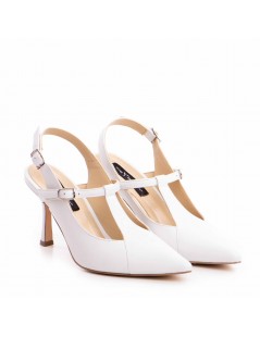 Pantofi stiletto piele naturala Alb Donna - The5thelement.ro