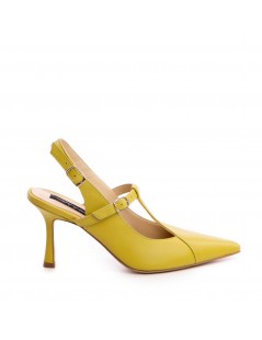 Pantofi stiletto piele naturala Verde Lime Donna - The5thelement.ro