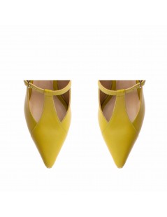 Pantofi stiletto piele naturala Verde Lime Donna - The5thelement.ro