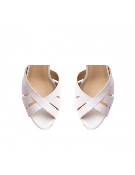 Sandale mireasa piele naturala Alb Sidef Grace - The5thelement.ro