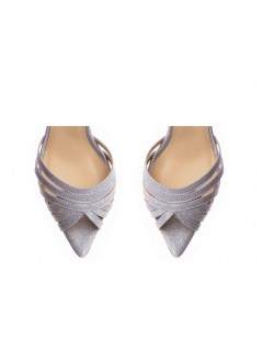 Sandale mireasa piele naturala Argintiu Glitter Selena - The5thelement.ro